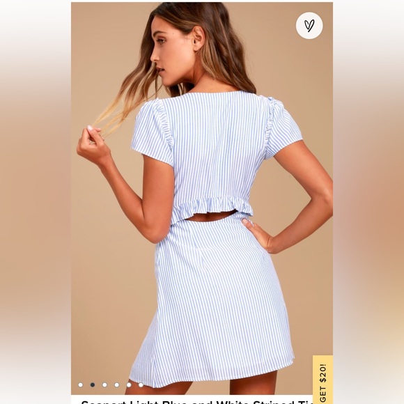 Lulu’s Seaport Light Blue and White Striped Tie-Front Dress - Picture 2 of 2